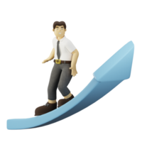 3D Character Employee With Arrow Up png