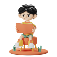 3D Character  Reading Book png