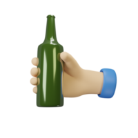 3d hand- gebaar Holding fles png