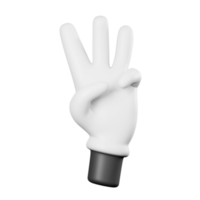 3D-Cartoon-Handgeste drei png