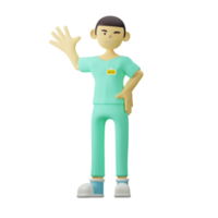 Arzt mit 3D-Charakter sagt Hallo png
