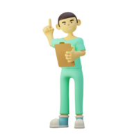 Médecin de personnage 3d avec liste de tâches png