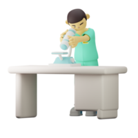 3D Character Doctor with microscope png