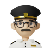 Pilote capitaine avatar 3d png