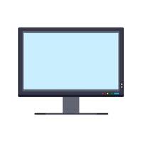 Monitor screen front view display vector icon. Above computer electronic isolated white. Flat PC device equipment office