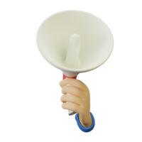 3D Hand gesture holding megaphone png