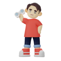 3D Boys Character Holding Controler png