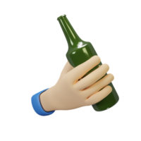 3D Hand gesture holding bottle png