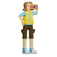 voyageur de personnage 3d apporter un appareil photo png