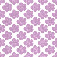 Floral seamless vector pattern with flowers. Spring flora. Simple hand-drawn kids style. Pretty ditsy for fabric, textile, wallpaper. Digital paper in white background