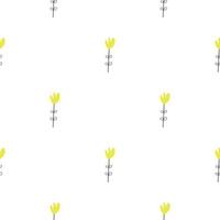Floral seamless vector pattern with flowers. Spring flora. Simple hand-drawn kids style. Pretty ditsy for fabric, textile, wallpaper. Digital paper in white background