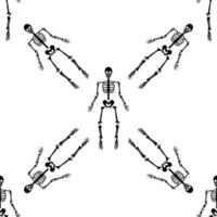 Black skeletons in various poses pattern. Halloween design. Perfect for fall, holidays, fabric, textile. Seamless repeat swatch. vector