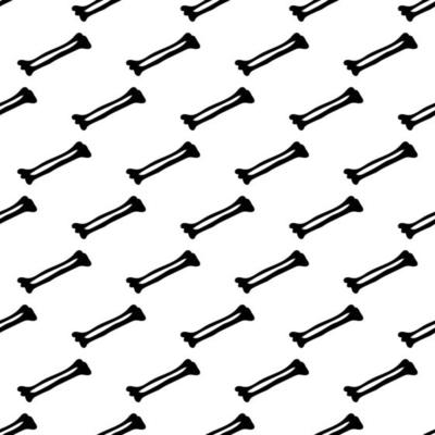 Black skeletons in various poses pattern. Halloween design. Perfect for fall, holidays, fabric, textile. Seamless repeat swatch.
