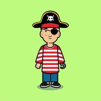 personaje de dibujos animados de niño pequeño en vector de camisa pirata