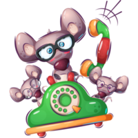 tecknad serie karaktär förtjusande djur- mus ring upp telefon png