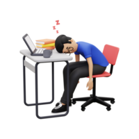 3d Business employee sleeping at work png