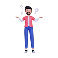 3d Man Thinking Question Mark png