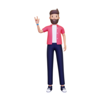 3d Man doing rock on pose png