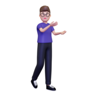 3d Man with presenting gesture illustration png