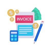 3d Invoice calculation illustration png