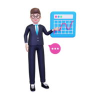 3d Businessman presenting analysis illustration png