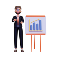 3d Businessman giving presentation png