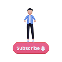 3d Man points to the subscribe button png