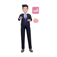 3d Businessman giving presenting png