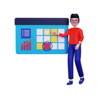 3d organizing project data on board illustration png