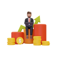 3d Businessman getting profit illustration png