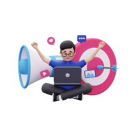 3d Man achieve marketing target png