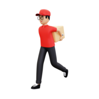 3d Deliveryman going to deliver box png