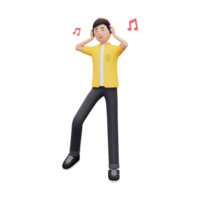 3d Man Listening Music While Dancing png