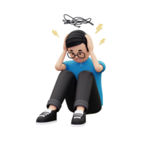 3d man is under a lot of stress illustration png