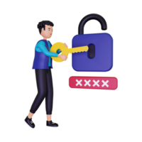 3d sign in with a security key illustration png