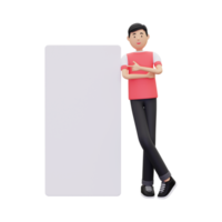 3d Man Standing Behind Placard png