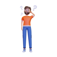 3d Man Thinking Question Mark png