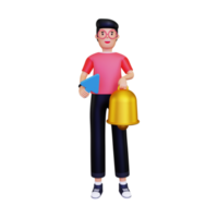 3d Man carrying pointers and bell png