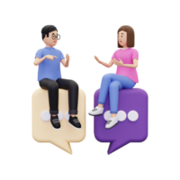 3d conversation between male and female illustration png