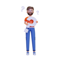 3d Man Holding Question mark png