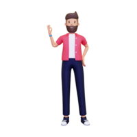 3d uomo mostrando super mano gesto png