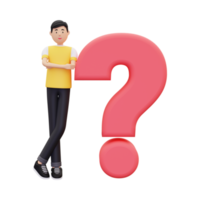 3d Man with question mark png