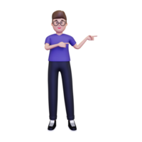 3d Man pointing fingers in ride side illustration png