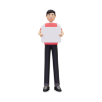 3d Man Holding Blank Placard png