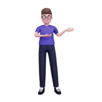 3d Man presenting something illustration png