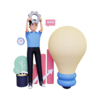 3d Businessman working on business idea png