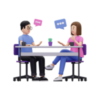 3d a man and woman having a job chat illustration png