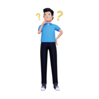 3d Man Thinking Something With Question Mark png