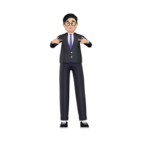 3d Businessman pointing finger at himself illustration png