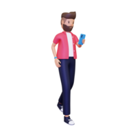 3d Walking while looking into phone png